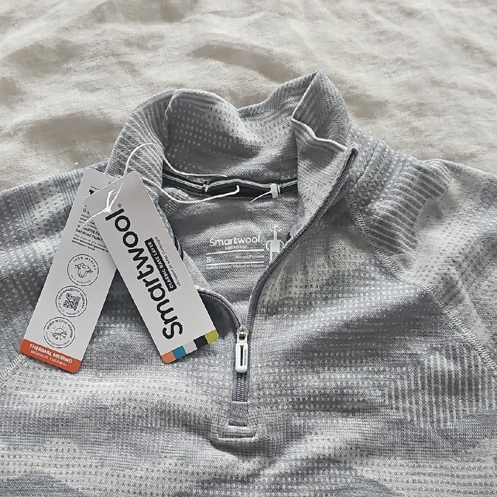 Smartwool Womens Merino 250 Zip-Up Long Sleeve in Light Gray (New)